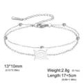 Silver stainless steel double-layered bracelet with African symbol pendant 13x10mm - Eye Shape (Double Layer) / Silver