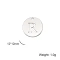 Polished stainless steel round pendant featuring a hollowed-out uppercase letter R - Letter R / Steel