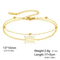 Gold-plated stainless steel double-layer bracelet with African eye symbol - Eye Shape (Double Layer) / Gold
