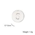 Round stainless steel pendant with hollowed-out letter S, 12mm DIY jewelry charm - Letter S / Steel