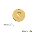 Small golden stainless steel letter S pendant charm, 12x12mm size for DIY jewelry making - Letter S / Gold