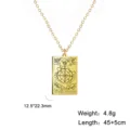 Collier Tarot en acier inoxydable doré avec pendentif gravé La Roue de la Fortune. - Or La Roue de Fortune