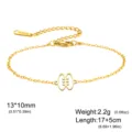 Gold stainless steel African symbol bracelet with adjustable extender chain - Double Ring with Three Lines (Cross Chain) / Silver