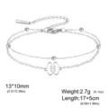 Adjustable silver stainless steel double-layer bracelet with African symbol pendant gift - Double Ring with Three Lines (Double Layer Chain) / Silver