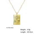 Collier carte de tarot en acier inoxydable doré avec pendentif Tempérance SKU - Or La Tempérance