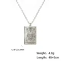 Petit collier pendentif carte de tarot Le Diable en acier inoxydable avec chaîne - Argent Le Diable