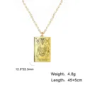 Collier tarot en acier inoxydable doré avec pendentif carte Le Diable Arcanes Majeurs - Or Le Diable