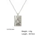 Petit collier carte de tarot en acier inoxydable avec pendentif La Maison Dieu, argent - Couleur Acier La Tour