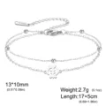 Double-layer stainless steel bracelet with African symbol pendant and silver beads - Encircled Shape (Double Layer Chain) / Silver