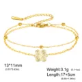 Golden stainless steel bracelet with African symbol pendant and adjustable chain - Four-Vortex Pattern (Double Layer Chain) / Silver