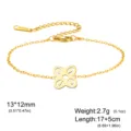 Gold stainless steel adjustable bracelet with African symbol floral pendant - Four-Petal Butterfly Flower (Cross Chain) / Silver