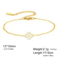 Gold stainless steel bracelet with African symbol pendant and adjustable length chain - Four-Heart Cross (Cross Chain) / Silver