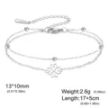 Silver stainless steel double-layer bracelet with African symbol pendant and beads - Four-Heart Cross (Double Layer) / Silver