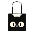 Grand sac fourre-tout Halloween avec visage de chat noir minimaliste et bandoulière pratique - Style 09 Visage de Chat Noir de Dessin Animé