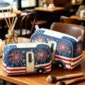 Large capacity travel makeup bag featuring American flag and fireworks camper design - L / 25.5*13*13cm / Flag Camper (11)