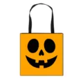 Sac shopping Halloween motif citrouille orange avec poignées noires résistantes - Style 03 Expression Crâne de Dessin Animé
