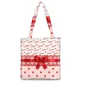 Große Polyester-Einkaufstasche mit Herzprint und roter Schleife zum Verschenken. - Love Herz Roter Schleifen Stil (05)