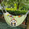 Green car seat back organizer hammock with panda illustration for snacks storage - Panda with Official Hat and Ingot / 60*37*30cm