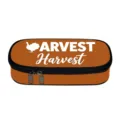 Large capacity Thanksgiving theme pencil case with Harvest turkey print in orange - No 03 Festive Orange Style