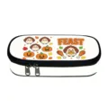 Festive Thanksgiving large capacity pencil case with cute turkey and pumpkin print - No 04 Harvest Feast Style