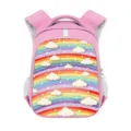 Rosa 14-Zoll-Schulrucksack für Kinder mit Regenbogen-Wolken-Druck und Reflexstreifen - Rosa Große Regenbogen Wolken (05)