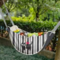 Veelzijdige auto-organizer voor de rugleuning met schattig zwart kat- en strepenpatroondesign - Zwart en Wit Gestreepte Kat