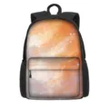 Frontal detail of a durable backpack showing a vibrant orange nebula galaxy print design - 16 Inch (42*32*14cm) / Orange White Nebula (05)