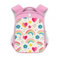 Rosa 14-Zoll-Schulrucksack mit bunten Regenbogen- und Herzmustern für Kinder, leicht - 14 Zoll Reflektierender Rucksack (01) / Rosa Mit Regenbogen-Herz-Druck (01)