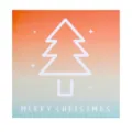 Mini biglietto di Natale quadrato colorato con sfumatura e sagoma di albero bianco. - Stile Albero di Natale