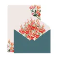 Elegante set di carta da lettere floreale con busta verde petrolio per inviti di nozze - Set Giglio Rosso