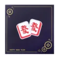 Elegante mini biglietto d'auguri quadrato di Capodanno con design di tessere Mahjong Fa - Fortuna / 1 Foglio