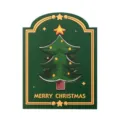 Biglietto di Natale pieghevole ad arco verde con albero festivo e testo Merry Christmas. - Albero di Natale