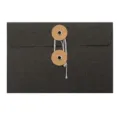 Black textured specialty paper envelope with vintage string tie closure for postcards - 20 Pieces Set / Black