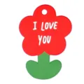 Simpatico cartellino regalo a forma di fiore rosso con scritta "I LOVE YOU" su stelo - Fiore Piccolo - I love you