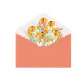 Elegante busta nuziale color pesca con stampa floreale interna di girasole - Solo Busta Girasole Giallo