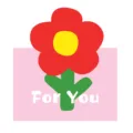 Biglietto d'auguri grafico con fiore rosso, sfondo rosa e scritta For You per regali - Per Te (Fiore Rosso) / Con Busta