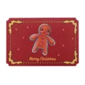 Vintage red Christmas greeting card featuring a cute cartoon gingerbread man design - Gingerbread Man