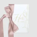 Elegante biglietto per voti nuziali con nastro di raso rosa antico e fiori dorati. - Nastro Largo Solo (Senza Carta) / Rosa chiaro