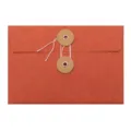 Vintage terracotta paper envelope with string and button tie closure for gift cards - 20 Pieces Set / Orange