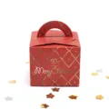 Scatola regalo di Natale rossa con manico e stampa dorata per bomboniere festive - Rosso Argyle