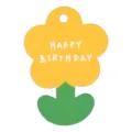 Grazioso cartellino regalo a forma di fiore giallo e verde con scritta HAPPY BIRTHDAY. - Fiore Piccolo - Happy birthday
