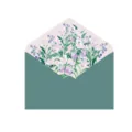 Busta d'invito matrimonio verde scuro con elegante fodera floreale viola ad acquerello - Solo Busta Iris Viola