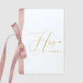 Elegante biglietto per promesse nuziali His Vows con nastro in seta rosa e scritte in oro - Nastro Sottile Solo (Senza Carta) / Rosa chiaro