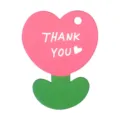 Cute heart shaped flower thank you gift tag in pink and green cardstock material - Heart - Thank you