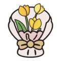 Illustrazione vettoriale di un biglietto d'auguri con bouquet di tulipani gialli - Tulipano