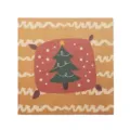 Biglietto di auguri natalizio quadrato in carta kraft con albero e neve festivi - Stile Cuscino / Set con Busta