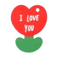 Creative red heart-shaped flower gift tag featuring white I Love You message print - Heart I Love You