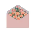 Elegante busta da matrimonio rosa con fodera interna floreale ad acquerello romantica - Solo Busta Peonia Rossa