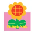 Biglietto di auguri con illustrazione di girasole e scritta 'THANK YOU' su fondo rosa - Grazie (Girasole) / Con Busta