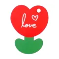 Creative red heart flower-shaped gift tag with white 'love' script for floral arrangements - Love Heart